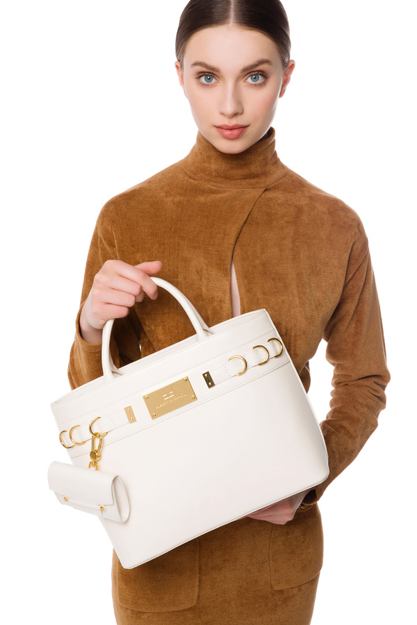 Petit sac shopper quotidien avec breloque et anneaux - Elisabetta Franchi® Outlet