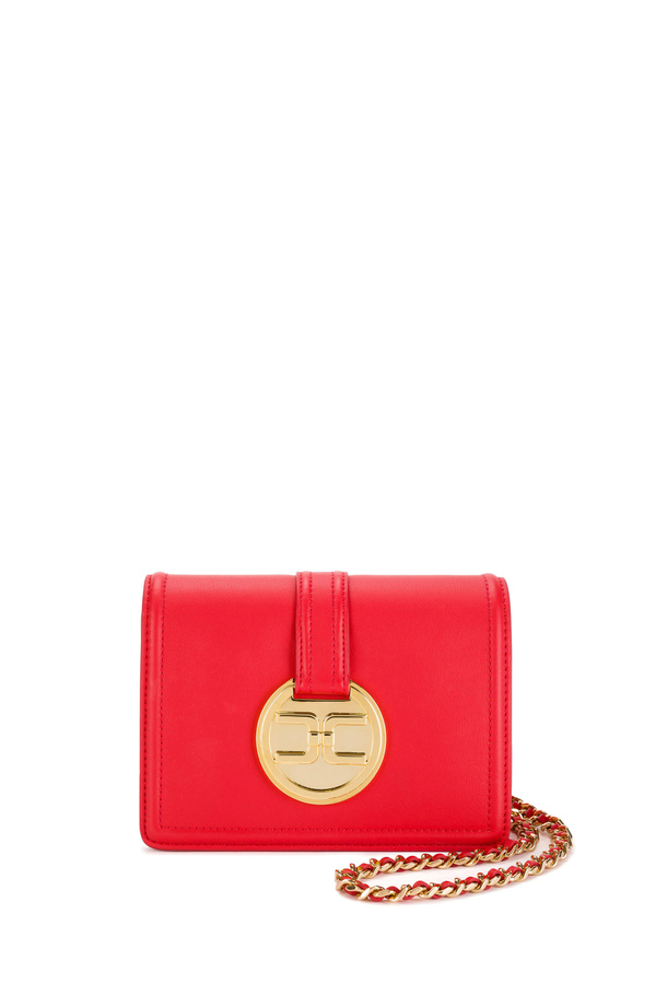 Small shoulder bag with golden pendant logo - Elisabetta Franchi® Outlet