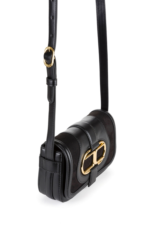 Saddle bag Elisabetta Franchi con logo light gold - Elisabetta Franchi® Outlet