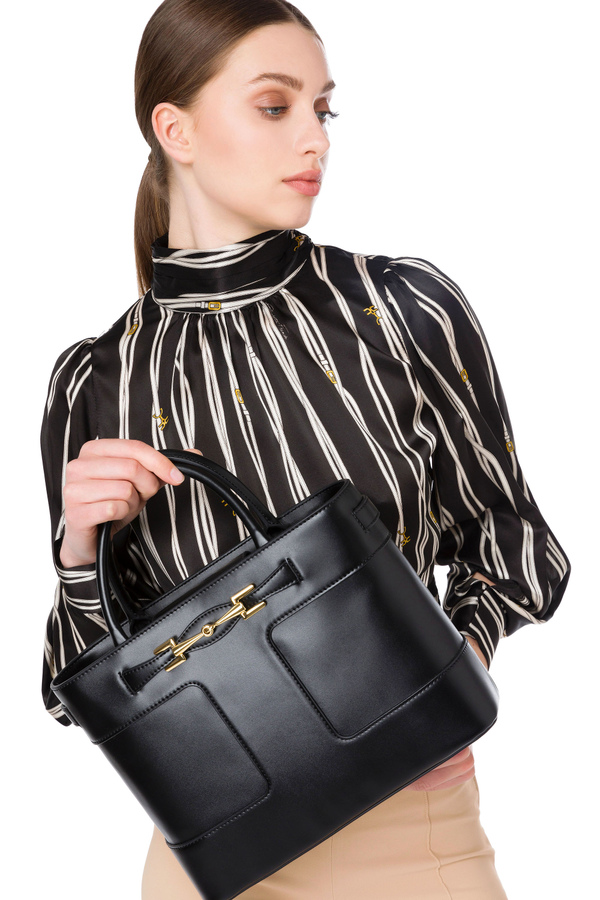 Petit sac shopper par Elisabetta Franchi avec mors light gold - Elisabetta Franchi® Outlet