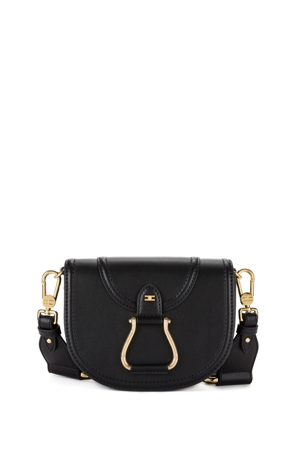 Small shoulder bag with light gold stirrup accessory - Elisabetta Franchi® Outlet
