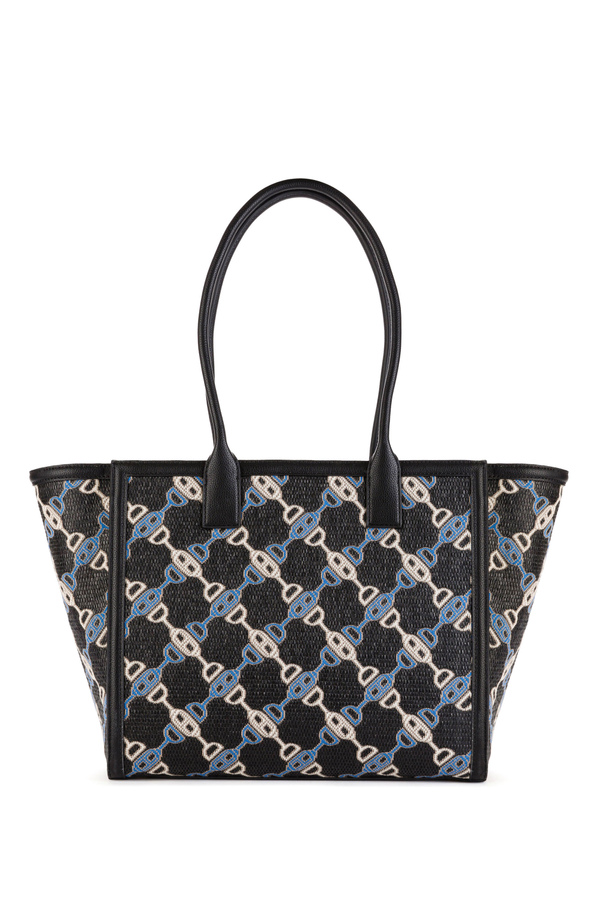Jacquard maxi tote bag with horse bit print - Elisabetta Franchi® Outlet