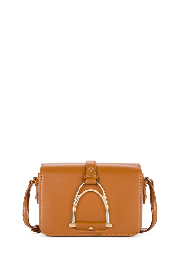 Elisabetta Franchi shoulder bag with maxi gold stirrup - Elisabetta Franchi® Outlet
