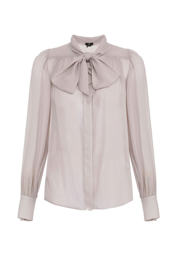 Georgette blouse with puffy sleeves - Elisabetta Franchi® Outlet
