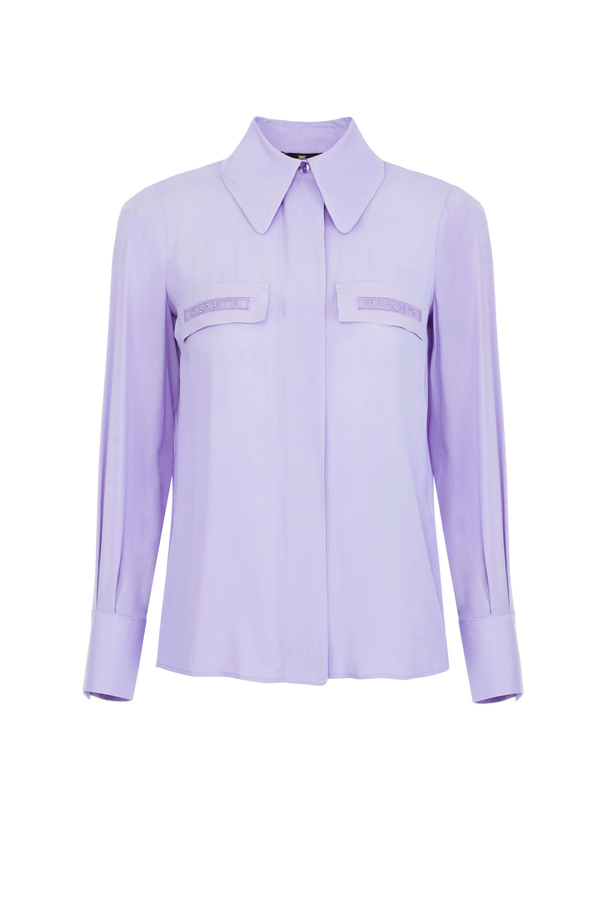 Blouse with organza embroidery - Elisabetta Franchi® Outlet