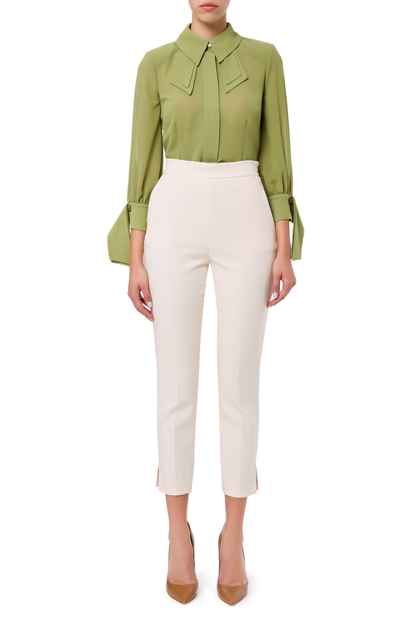 Blouse with flounce and tie - Elisabetta Franchi® Outlet
