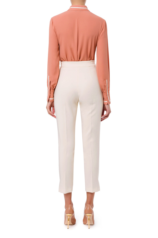Blouse with contrasting piping - Elisabetta Franchi® Outlet