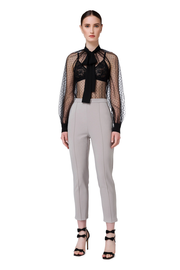 Camicia in tulle pois flock - Elisabetta Franchi® Outlet