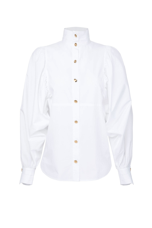 Cotton blouse with wide sleeves - Elisabetta Franchi® Outlet