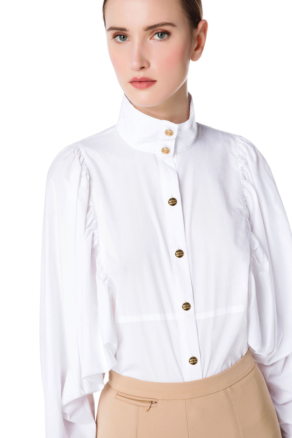 Camicia di cotone con manica ampia - Elisabetta Franchi® Outlet