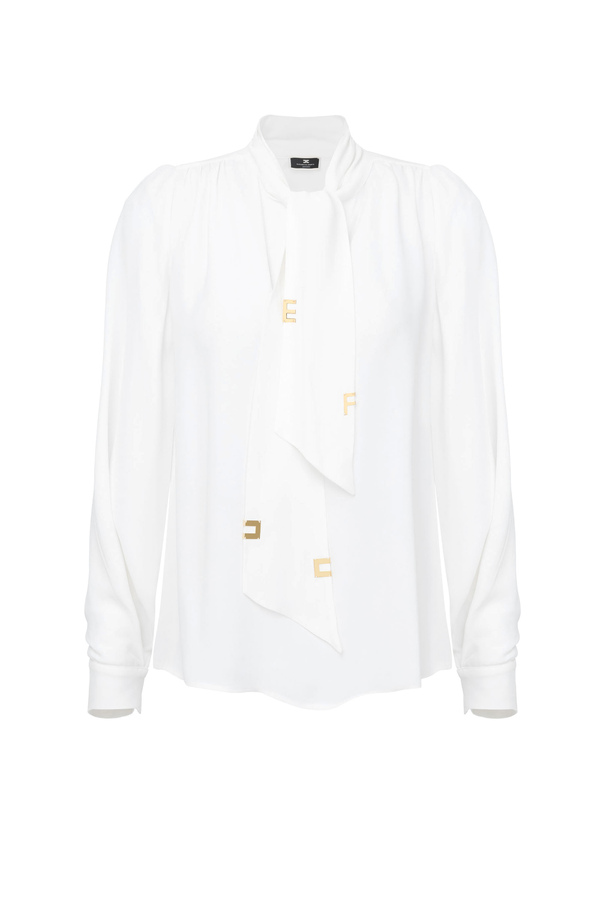 Blouse with light gold initials - Elisabetta Franchi® Outlet