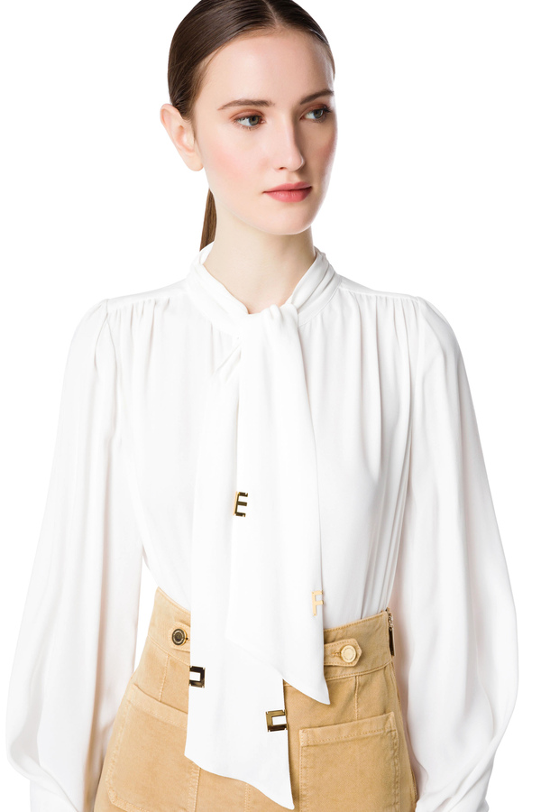 Blouse with light gold initials - Elisabetta Franchi® Outlet