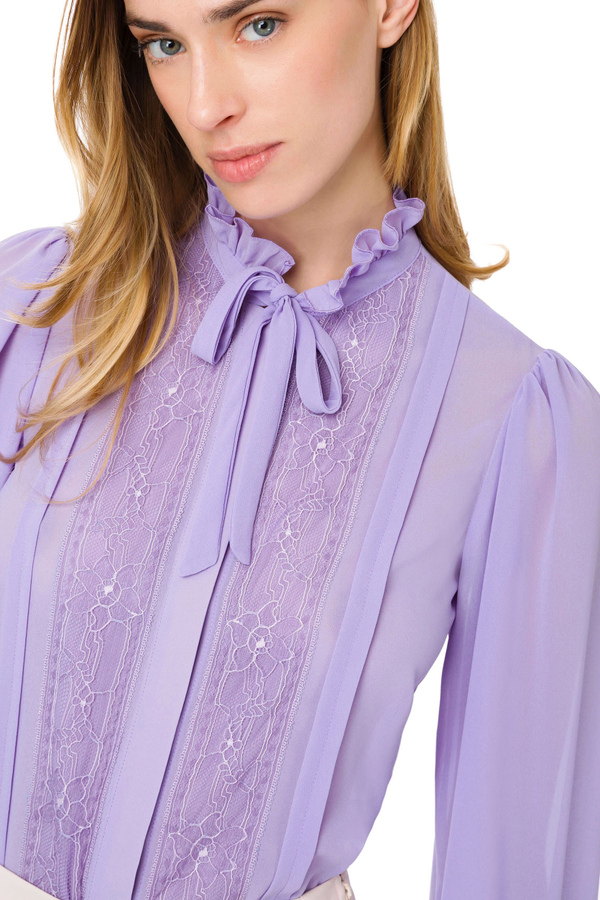 Blouse in georgette and ruffles - Elisabetta Franchi® Outlet