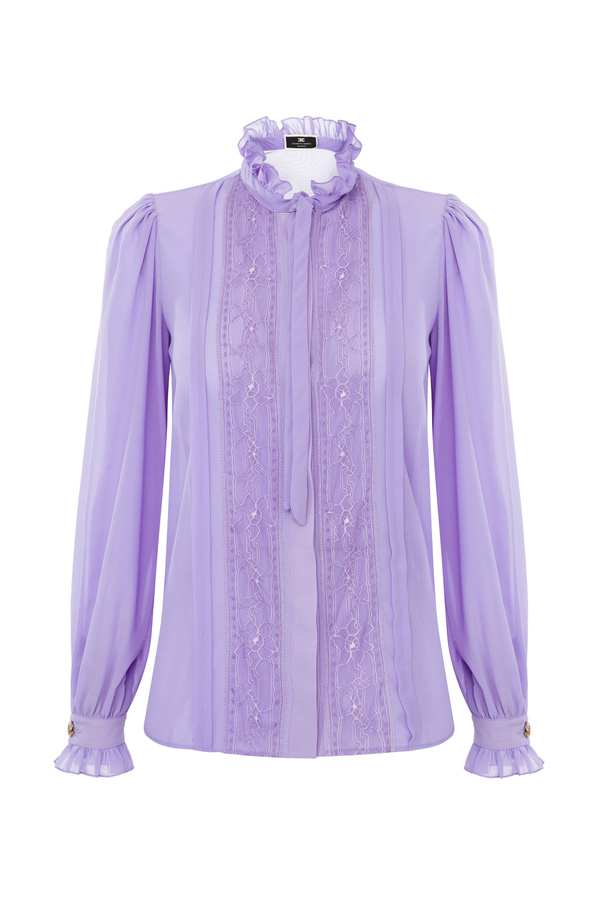 Blouse in georgette and ruffles - Elisabetta Franchi® Outlet