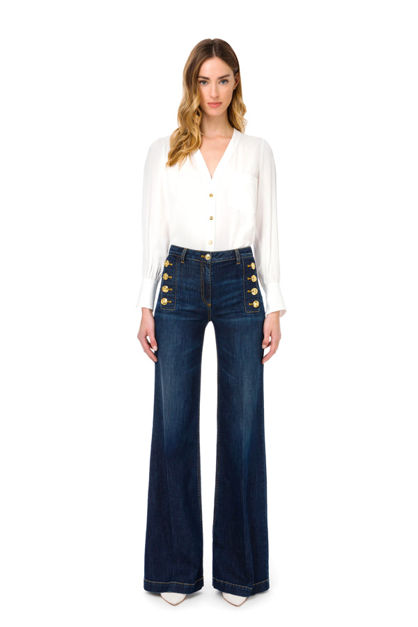 Elisabetta Franchi blouse in double georgette fabric - Elisabetta Franchi® Outlet