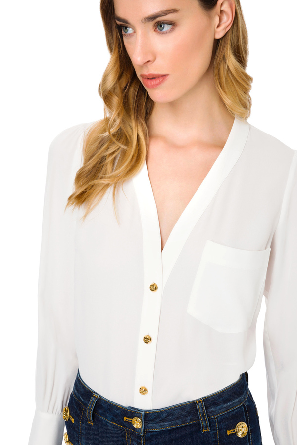 Elisabetta Franchi blouse in double georgette fabric - Elisabetta Franchi® Outlet