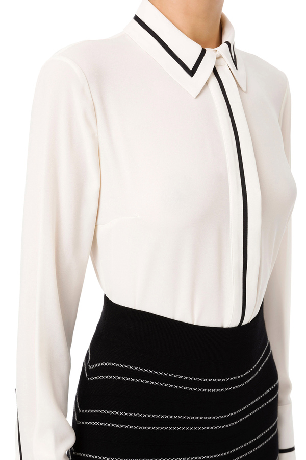 Blouse with contrasting piping - Elisabetta Franchi® Outlet