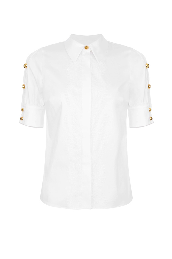 Camicia con bottoni light gold - Elisabetta Franchi® Outlet