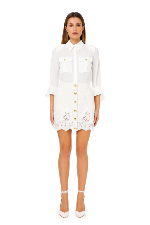 Blouse with foulard sleeves - Elisabetta Franchi® Outlet