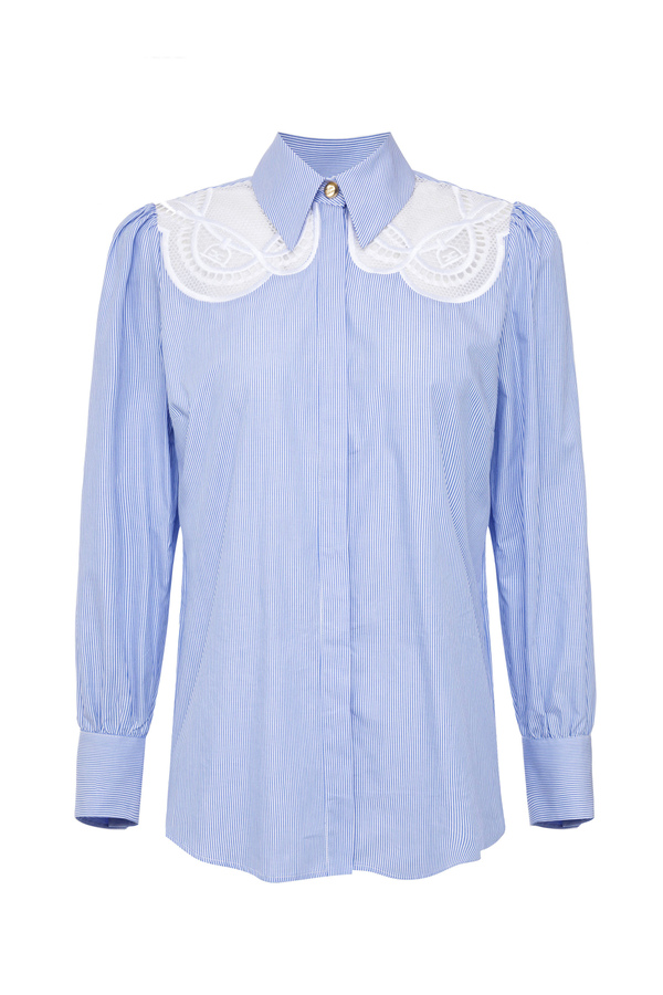 Chemise en coton à manches longues avec motif à bretelles - Elisabetta Franchi® Outlet