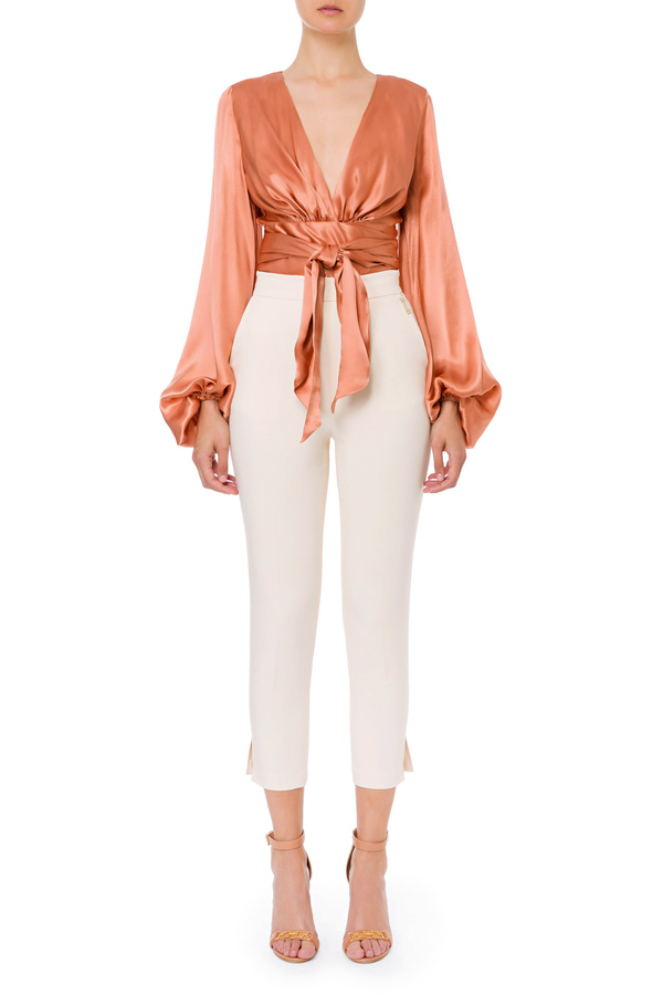 Blouse with balloon sleeves - Elisabetta Franchi® Outlet
