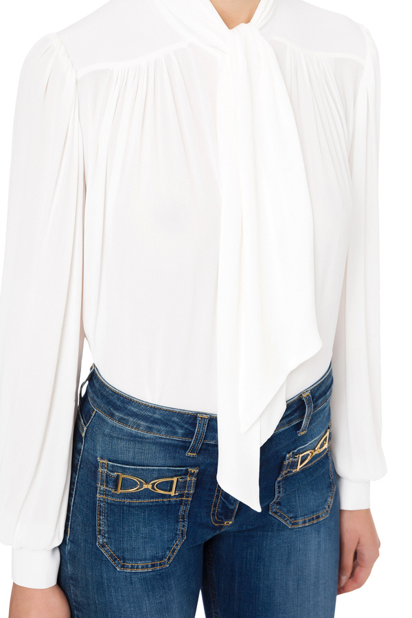 Camisa de seda con mangas largas - Elisabetta Franchi® Outlet