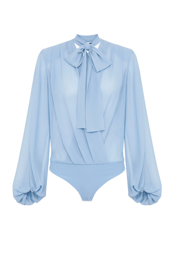 Crossover bodysuit-style blouse with bow - Elisabetta Franchi® Outlet