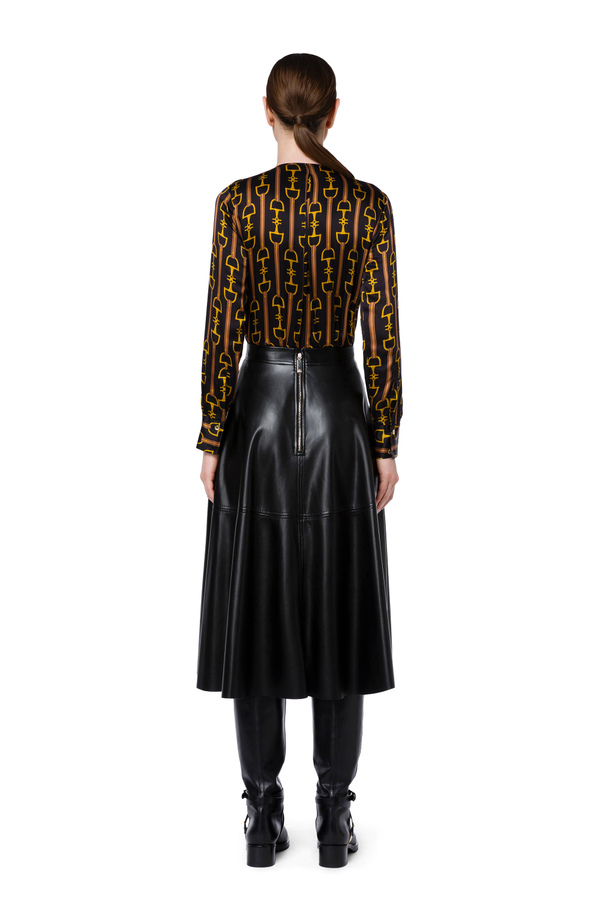 Bodysuit-style horsebit print satin blouse - Elisabetta Franchi® Outlet