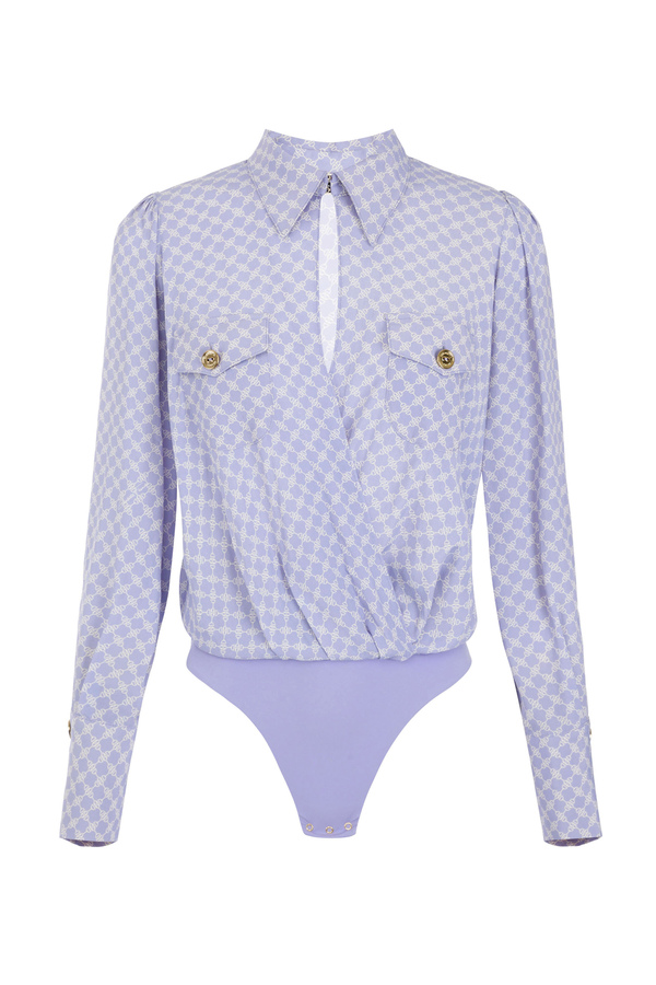 Horse bit print bodysuit-style blouse with pockets - Elisabetta Franchi® Outlet