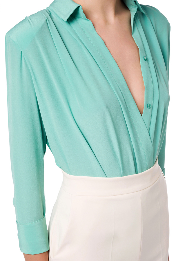 Bodysuit-style shirt with V-neck - Elisabetta Franchi® Outlet