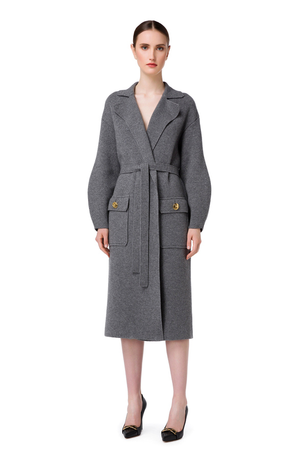 Manteau en mélange de cachemire à manches larges - Elisabetta Franchi® Outlet
