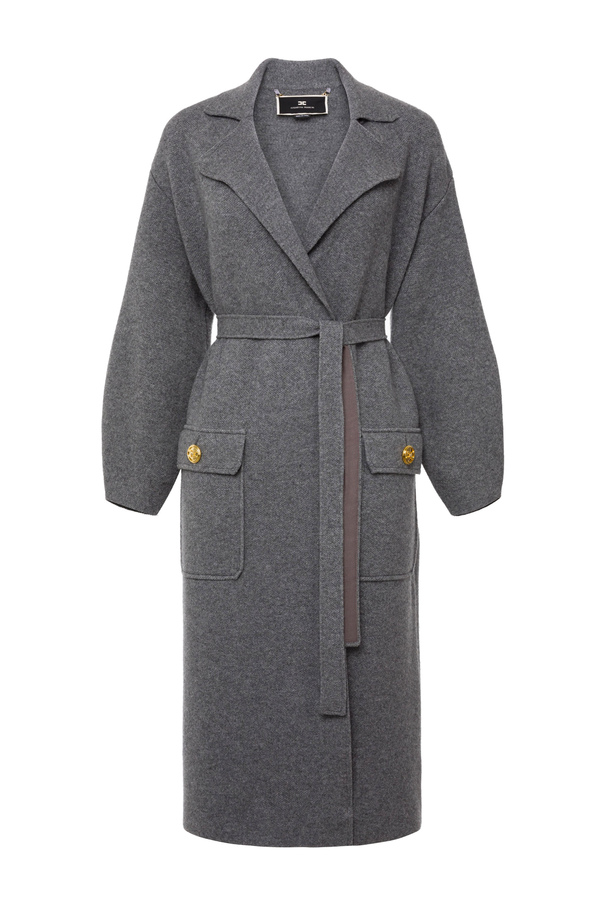 Cashmere blend coat with wide sleeves - Elisabetta Franchi® Outlet
