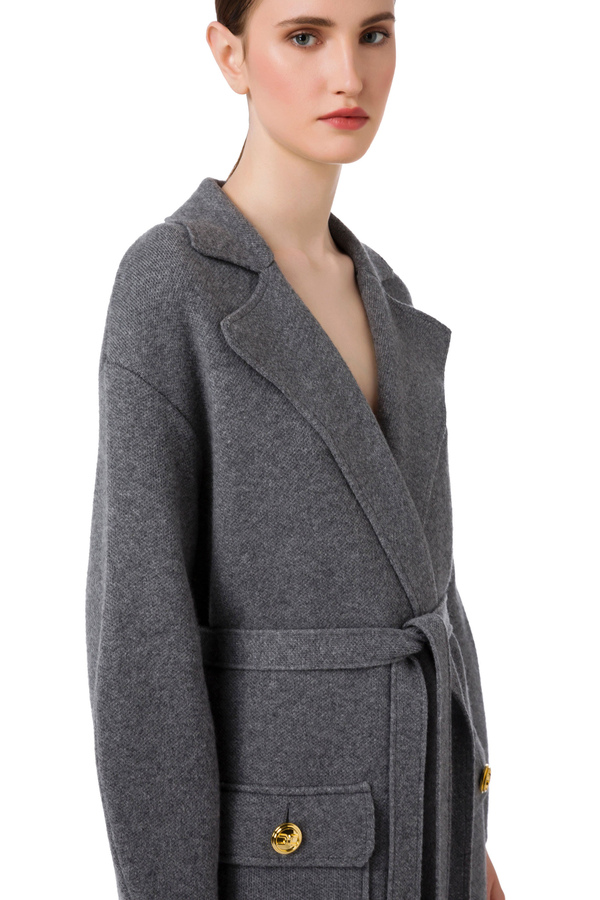 Manteau en mélange de cachemire à manches larges - Elisabetta Franchi® Outlet
