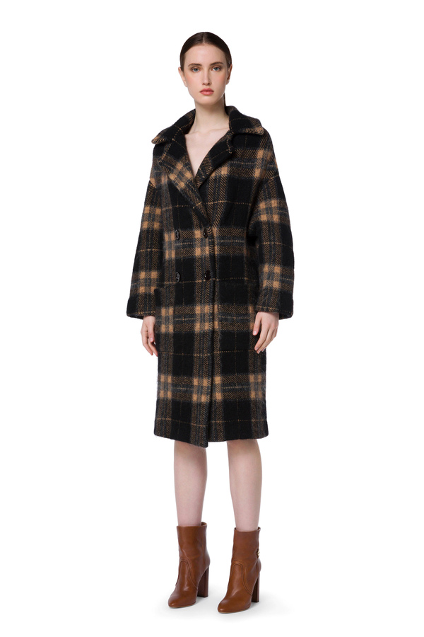 Cappotto jaquard stampa check - Elisabetta Franchi® Outlet