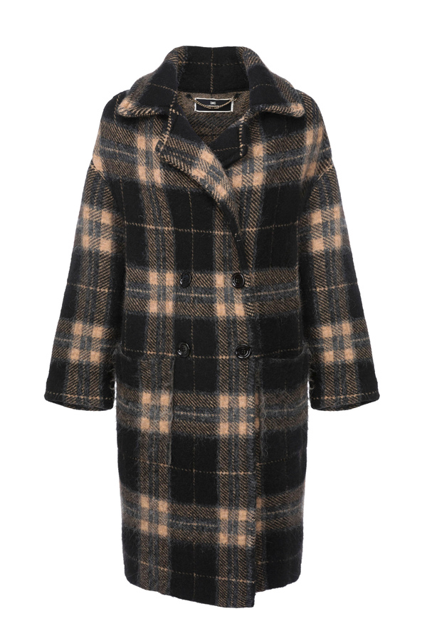 Manteau en jacquard imprimé à carreaux - Elisabetta Franchi® Outlet