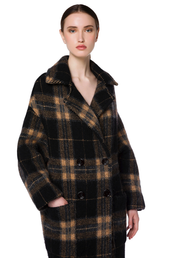 Cappotto jaquard stampa check - Elisabetta Franchi® Outlet
