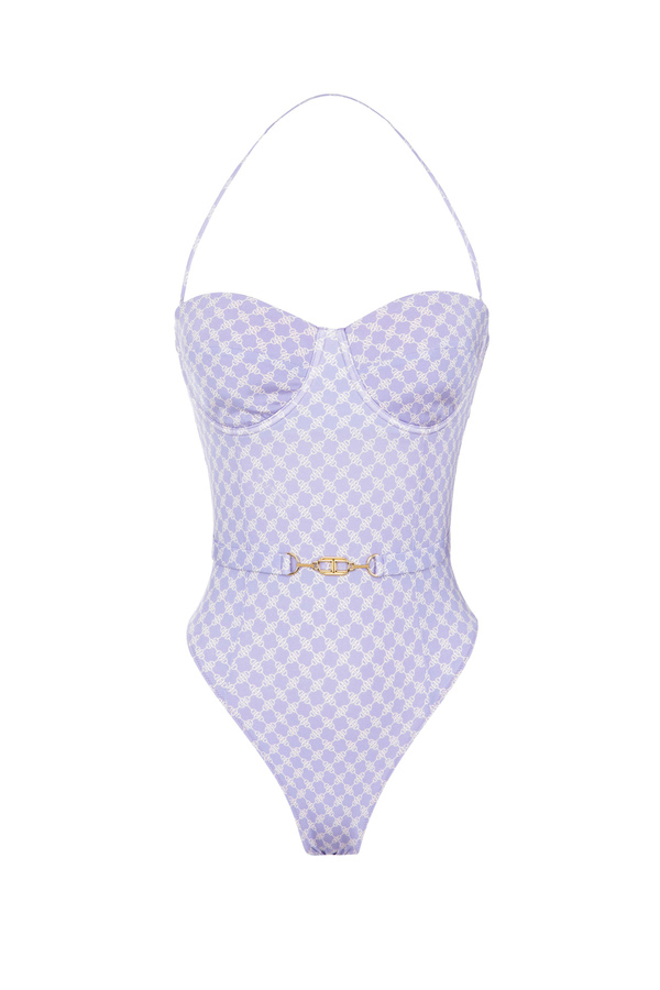 One-piece swimsuit with horse bit print - Elisabetta Franchi® Outlet