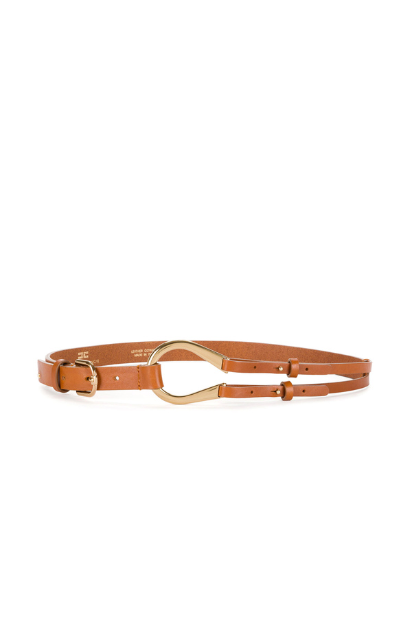 Leather belt with Elisabetta Franchi stirrup - Elisabetta Franchi® Outlet