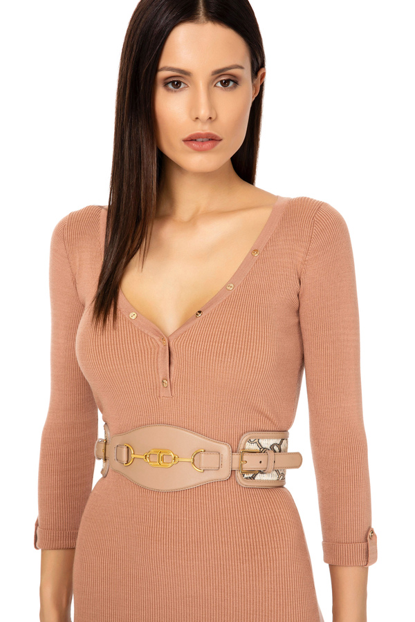 Jacquard high waist belt with clasp - Elisabetta Franchi® Outlet
