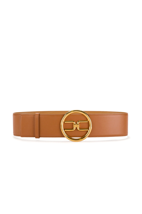 High waist belt with Elisabetta Franchi gold logo - Elisabetta Franchi® Outlet
