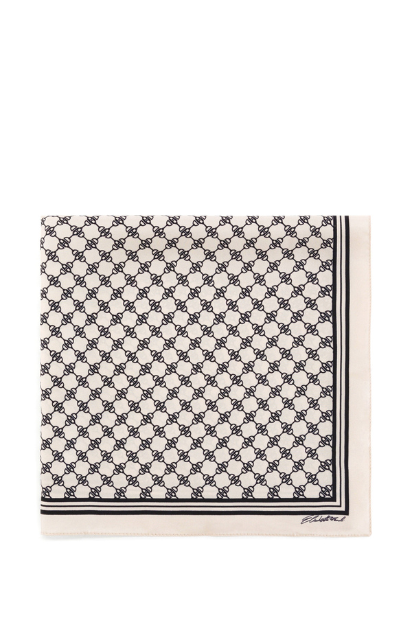 Small silk twill foulard scarf with horse bit print - Elisabetta Franchi® Outlet
