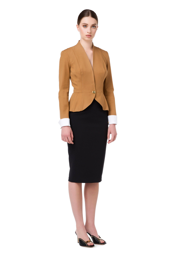 Slim fitting jacket with single button - Elisabetta Franchi® Outlet