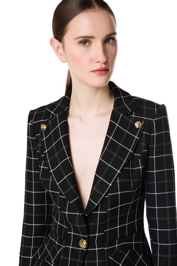 Check patterned fabric jacket - Elisabetta Franchi® Outlet