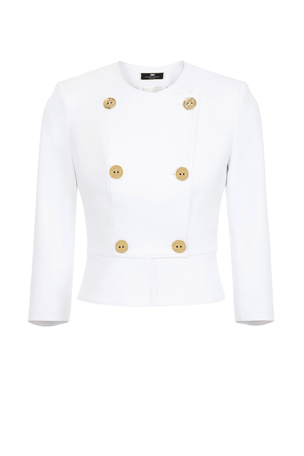 Jacket with 3/4 sleeves and antique gold buttons - Elisabetta Franchi® Outlet