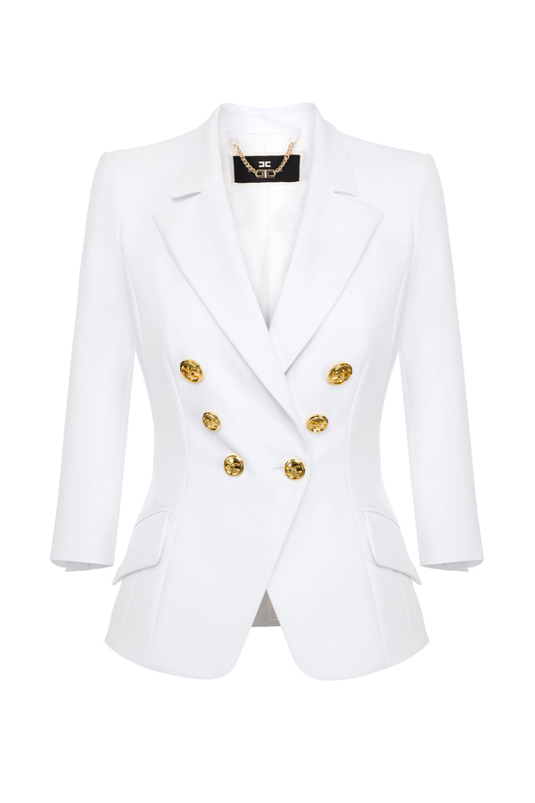 Short jacket with light gold buttons - Elisabetta Franchi® Outlet
