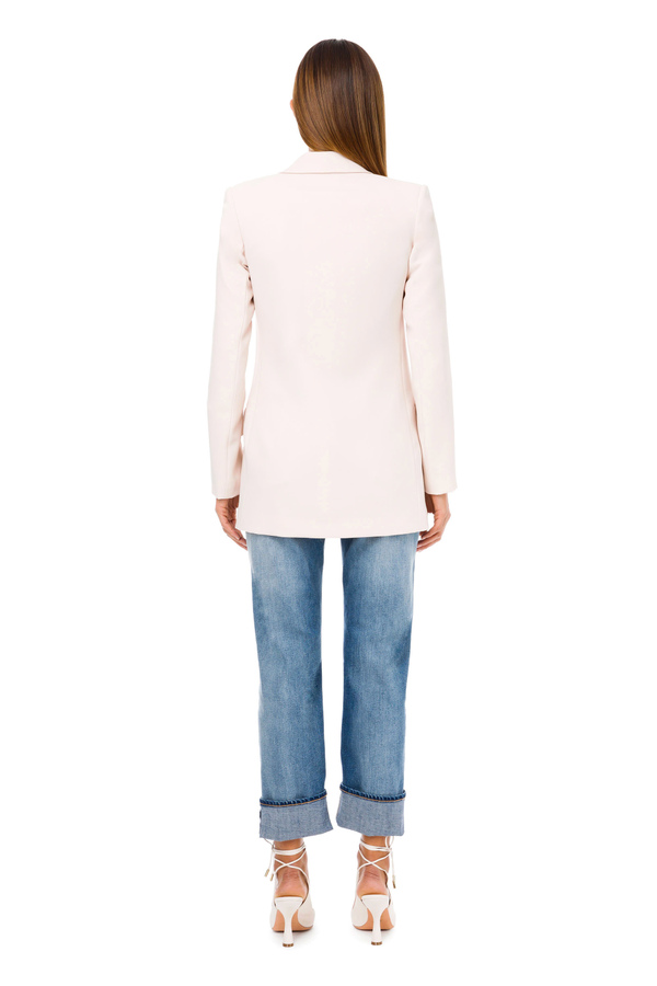 Zweireiher-Jacke Elisabetta Franchi mit Revers und Light-Gold-Logo - Elisabetta Franchi® Outlet