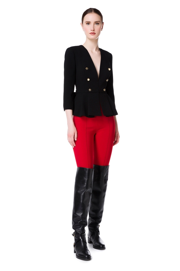 Jacket with peplum and bow - Elisabetta Franchi® Outlet