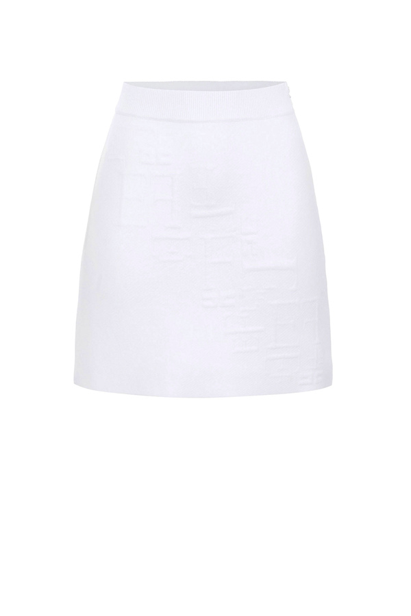 Knit calf-length skirt with Monogram motif - Elisabetta Franchi® Outlet