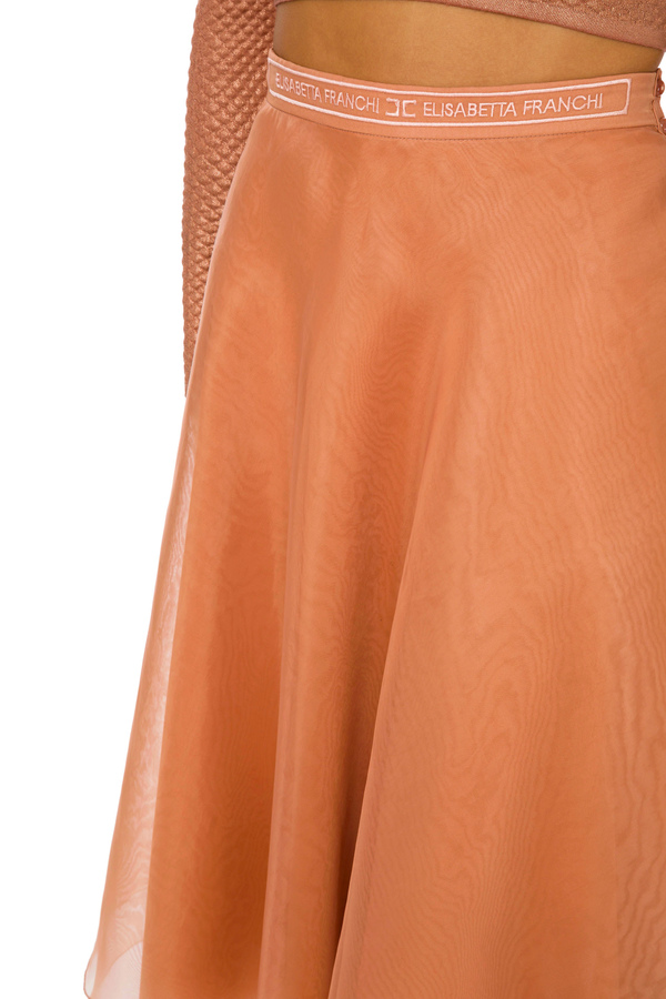 Midi skirt in organza voile fabric - Elisabetta Franchi® Outlet