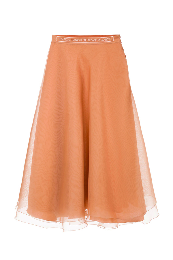Midi skirt in organza voile fabric - Elisabetta Franchi® Outlet